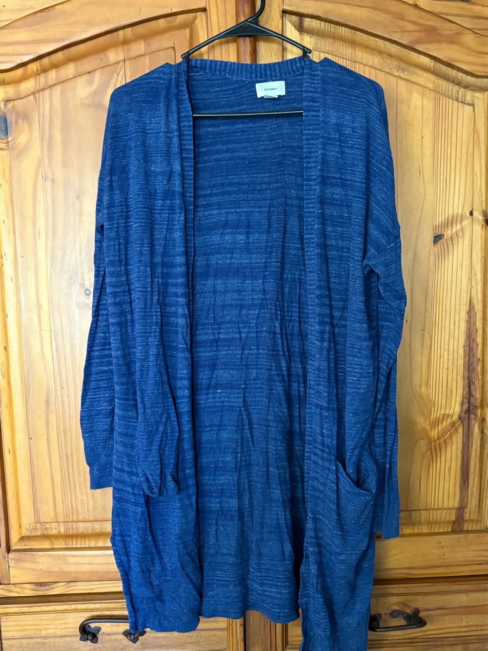 Old Navy Heathered Navy Open Cardigan with Pockets